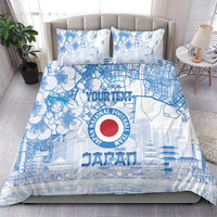 Custom Japan Football Bedding Set Go Samurai Blue Sakura Tokyo Style