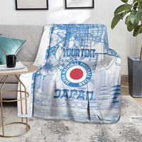 Custom Japan Football Blanket Go Samurai Blue Sakura Tokyo Style