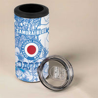 Custom Japan Football 4 in 1 Can Cooler Tumbler Go Samurai Blue Sakura Tokyo Style