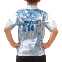 Custom Japan Football Family Matching Puletasi and Hawaiian Shirt Go Samurai Blue Sakura Tokyo Style