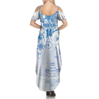 Custom Japan Football Family Matching Summer Maxi Dress and Hawaiian Shirt Go Samurai Blue Sakura Tokyo Style