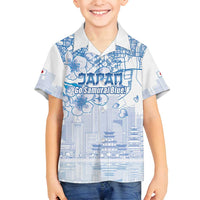 Custom Japan Football Family Matching Summer Maxi Dress and Hawaiian Shirt Go Samurai Blue Sakura Tokyo Style