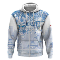 Custom Japan Football Hoodie Go Samurai Blue Sakura Tokyo Style