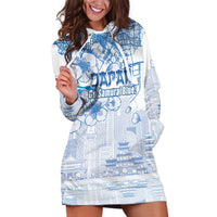 Custom Japan Football Hoodie Dress Go Samurai Blue Sakura Tokyo Style