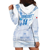 Custom Japan Football Hoodie Dress Go Samurai Blue Sakura Tokyo Style