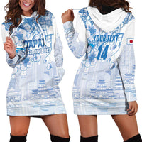 Custom Japan Football Hoodie Dress Go Samurai Blue Sakura Tokyo Style