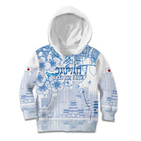 Custom Japan Football Kid Hoodie Go Samurai Blue Sakura Tokyo Style