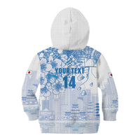 Custom Japan Football Kid Hoodie Go Samurai Blue Sakura Tokyo Style