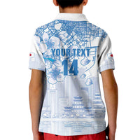 Custom Japan Football Kid Polo Shirt Go Samurai Blue Sakura Tokyo Style