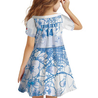 Custom Japan Football Kid Short Sleeve Dress Go Samurai Blue Sakura Tokyo Style