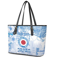Custom Japan Football Leather Tote Bag Go Samurai Blue Sakura Tokyo Style