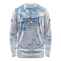 Custom Japan Football Long Sleeve Shirt Go Samurai Blue Sakura Tokyo Style