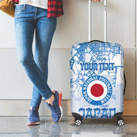 Custom Japan Football Luggage Cover Go Samurai Blue Sakura Tokyo Style
