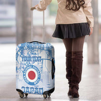 Custom Japan Football Luggage Cover Go Samurai Blue Sakura Tokyo Style