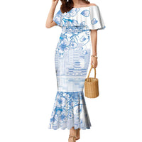 Custom Japan Football Mermaid Dress Go Samurai Blue Sakura Tokyo Style