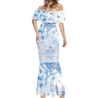 Custom Japan Football Mermaid Dress Go Samurai Blue Sakura Tokyo Style