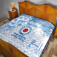 Custom Japan Football Quilt Go Samurai Blue Sakura Tokyo Style