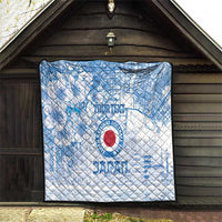 Custom Japan Football Quilt Go Samurai Blue Sakura Tokyo Style