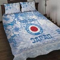 Custom Japan Football Quilt Bed Set Go Samurai Blue Sakura Tokyo Style