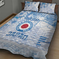 Custom Japan Football Quilt Bed Set Go Samurai Blue Sakura Tokyo Style
