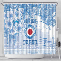 Custom Japan Football Shower Curtain Go Samurai Blue Sakura Tokyo Style