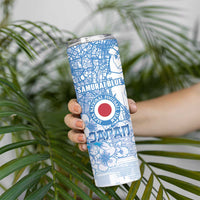 Custom Japan Football Skinny Tumbler Go Samurai Blue Sakura Tokyo Style