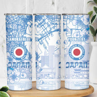 Custom Japan Football Skinny Tumbler Go Samurai Blue Sakura Tokyo Style