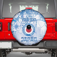 Custom Japan Football Spare Tire Cover Go Samurai Blue Sakura Tokyo Style
