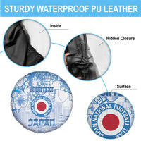 Custom Japan Football Spare Tire Cover Go Samurai Blue Sakura Tokyo Style