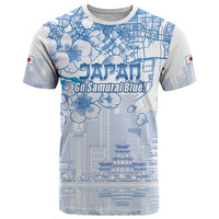 Custom Japan Football T Shirt Go Samurai Blue Sakura Tokyo Style