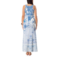 Custom Japan Football Tank Maxi Dress Go Samurai Blue Sakura Tokyo Style