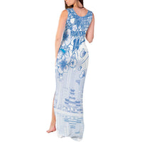 Custom Japan Football Tank Maxi Dress Go Samurai Blue Sakura Tokyo Style