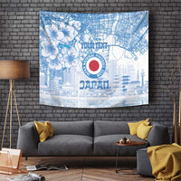 Custom Japan Football Tapestry Go Samurai Blue Sakura Tokyo Style