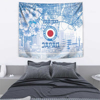 Custom Japan Football Tapestry Go Samurai Blue Sakura Tokyo Style