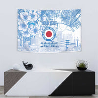 Custom Japan Football Tapestry Go Samurai Blue Sakura Tokyo Style