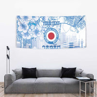 Custom Japan Football Tapestry Go Samurai Blue Sakura Tokyo Style