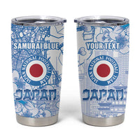 Custom Japan Football Tumbler Cup Go Samurai Blue Sakura Tokyo Style
