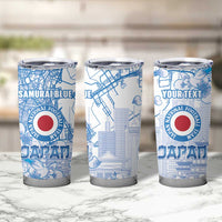 Custom Japan Football Tumbler Cup Go Samurai Blue Sakura Tokyo Style