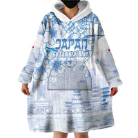 Custom Japan Football Wearable Blanket Hoodie Go Samurai Blue Sakura Tokyo Style