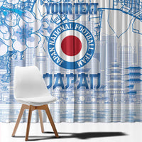 Custom Japan Football Window Curtain Go Samurai Blue Sakura Tokyo Style