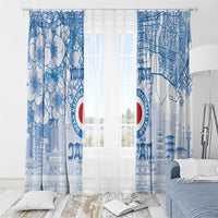 Custom Japan Football Window Curtain Go Samurai Blue Sakura Tokyo Style