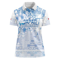 Custom Japan Football Women Polo Shirt Go Samurai Blue Sakura Tokyo Style