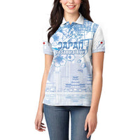 Custom Japan Football Women Polo Shirt Go Samurai Blue Sakura Tokyo Style