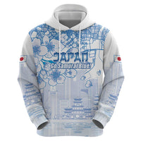 Custom Japan Football Zip Hoodie Go Samurai Blue Sakura Tokyo Style