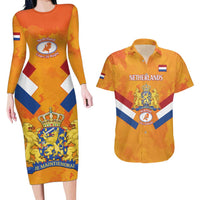 Custom Netherlands Rugby Couples Matching Long Sleeve Bodycon Dress and Hawaiian Shirt 2024 Go Champions Nederland - Wonder Print Shop