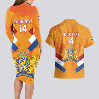 Custom Netherlands Rugby Couples Matching Long Sleeve Bodycon Dress and Hawaiian Shirt 2024 Go Champions Nederland - Wonder Print Shop