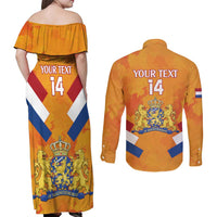 Custom Netherlands Rugby Couples Matching Off Shoulder Maxi Dress and Long Sleeve Button Shirt 2024 Go Champions Nederland - Wonder Print Shop