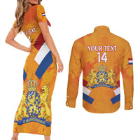 Custom Netherlands Rugby Couples Matching Short Sleeve Bodycon Dress and Long Sleeve Button Shirt 2024 Go Champions Nederland - Wonder Print Shop