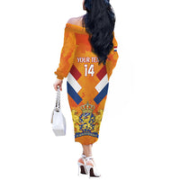 Custom Netherlands Rugby Off The Shoulder Long Sleeve Dress 2024 Go Champions Nederland - Wonder Print Shop