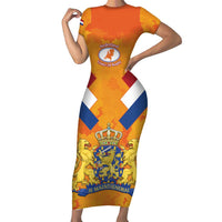 Custom Netherlands Rugby Short Sleeve Bodycon Dress 2024 Go Champions Nederland - Wonder Print Shop